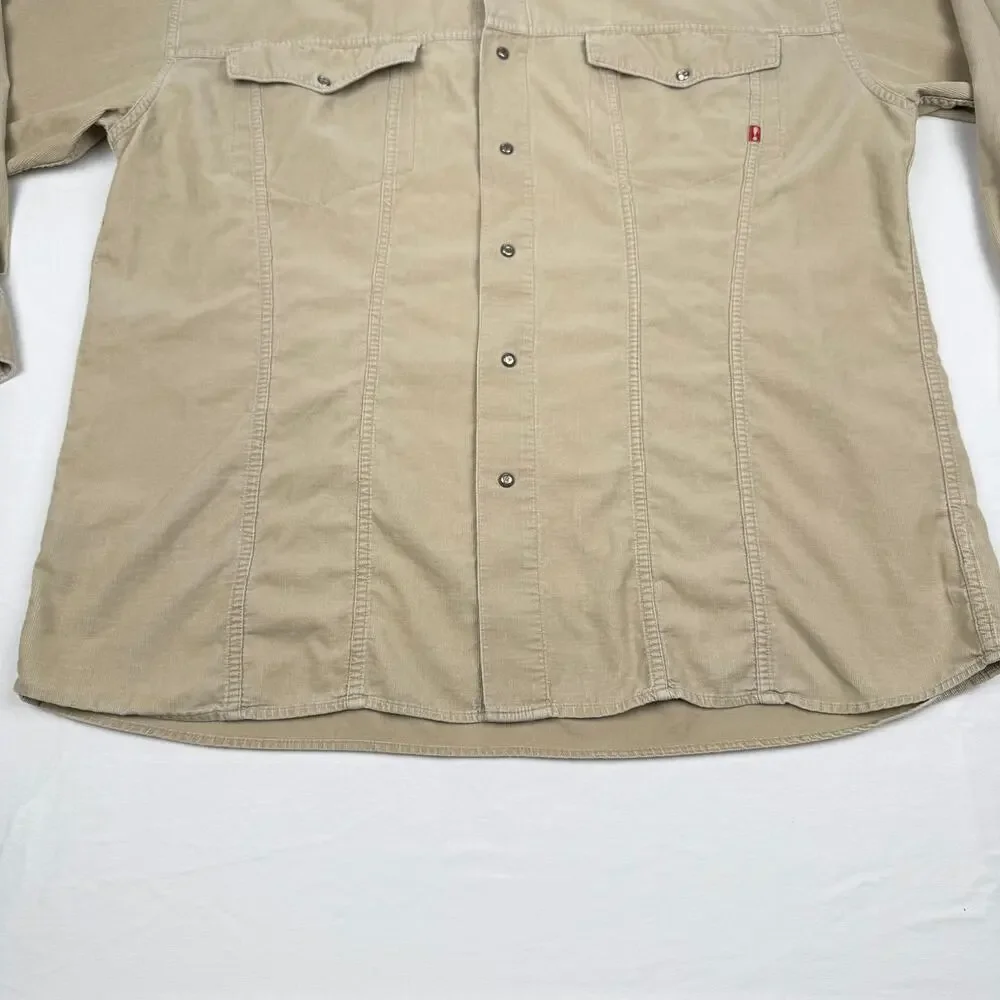 Joop! Jeans Beige Corduroy Button-Up Shirt Vintage 90s Oversized Shacket Large